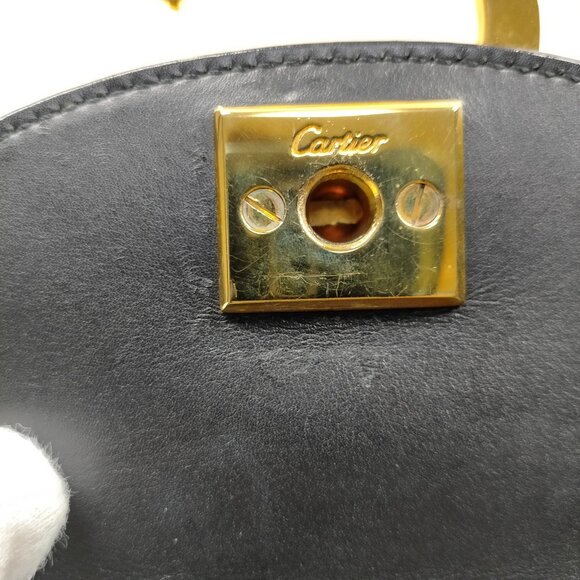 Cartier Hand Bag Black Leather 705-090325 - Picture 12 of 16